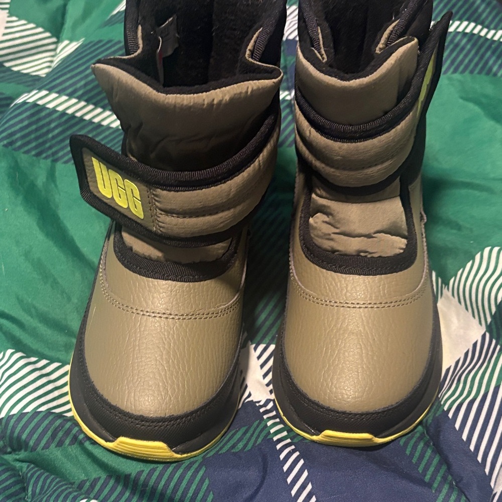 UGG Kids Boots - Black and Olive with Yellow Accents snow boots